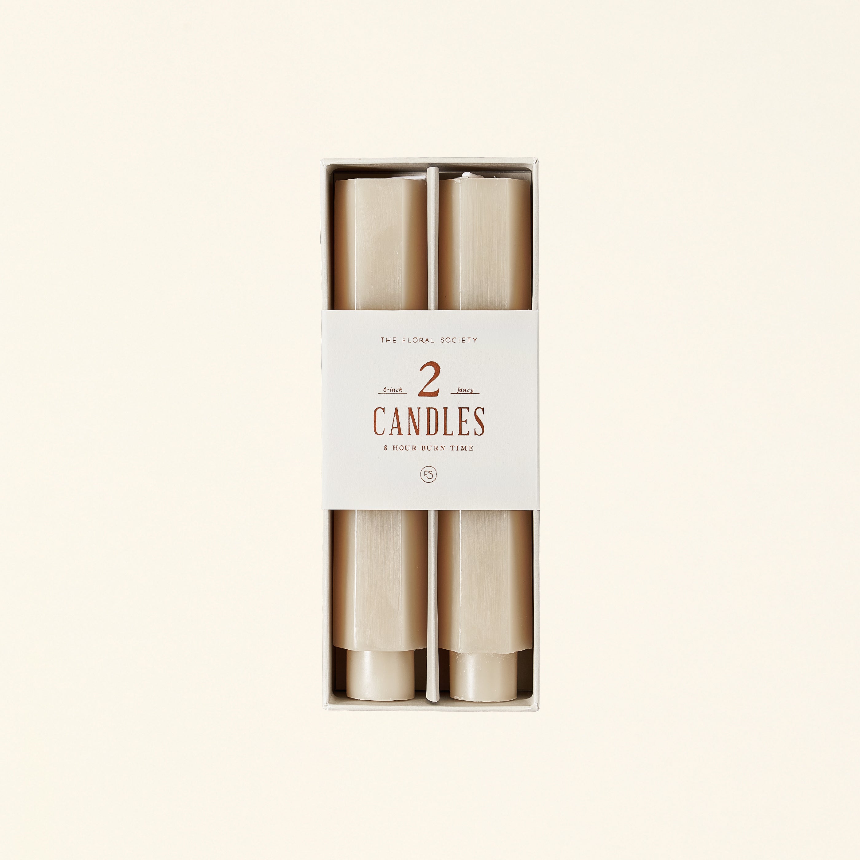 6" Hexagon Taper Candles - Set of 2