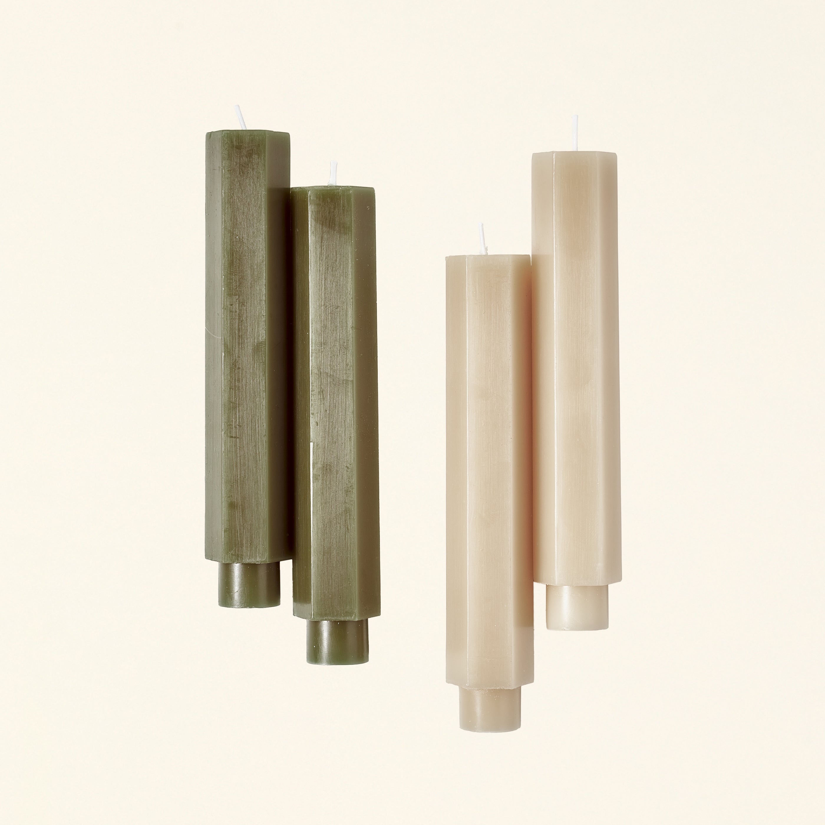 6" Hexagon Taper Candles - Set of 2