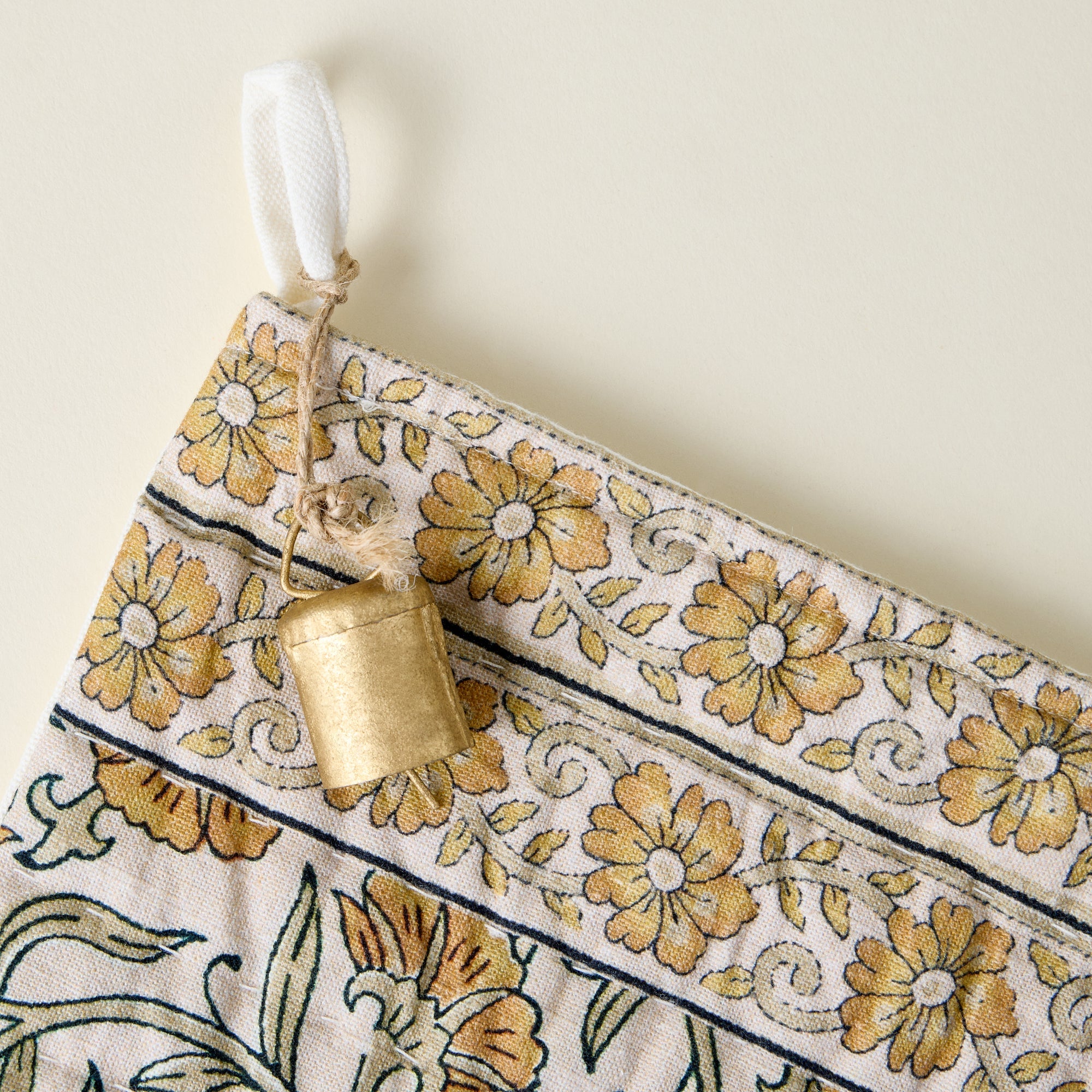 Block Print Stocking with Bell