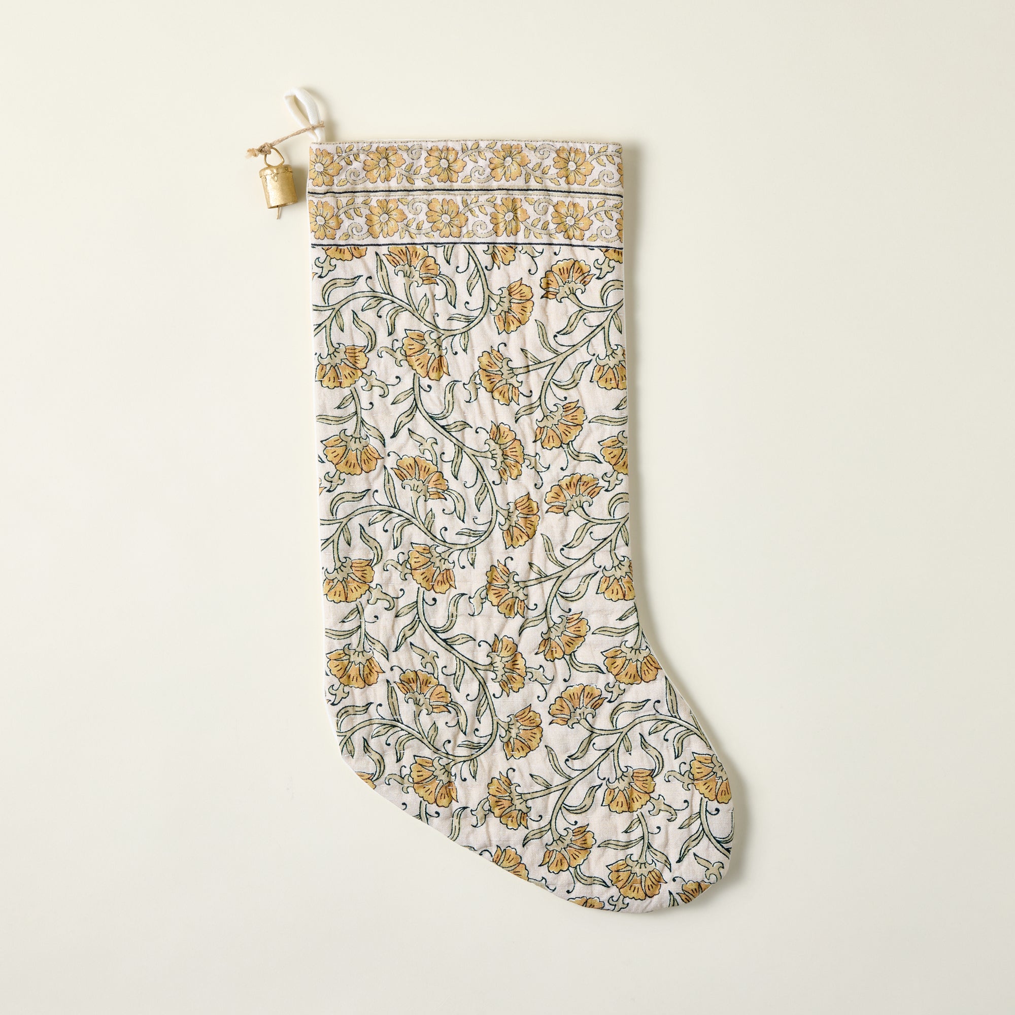 Block Print Stocking with Bell