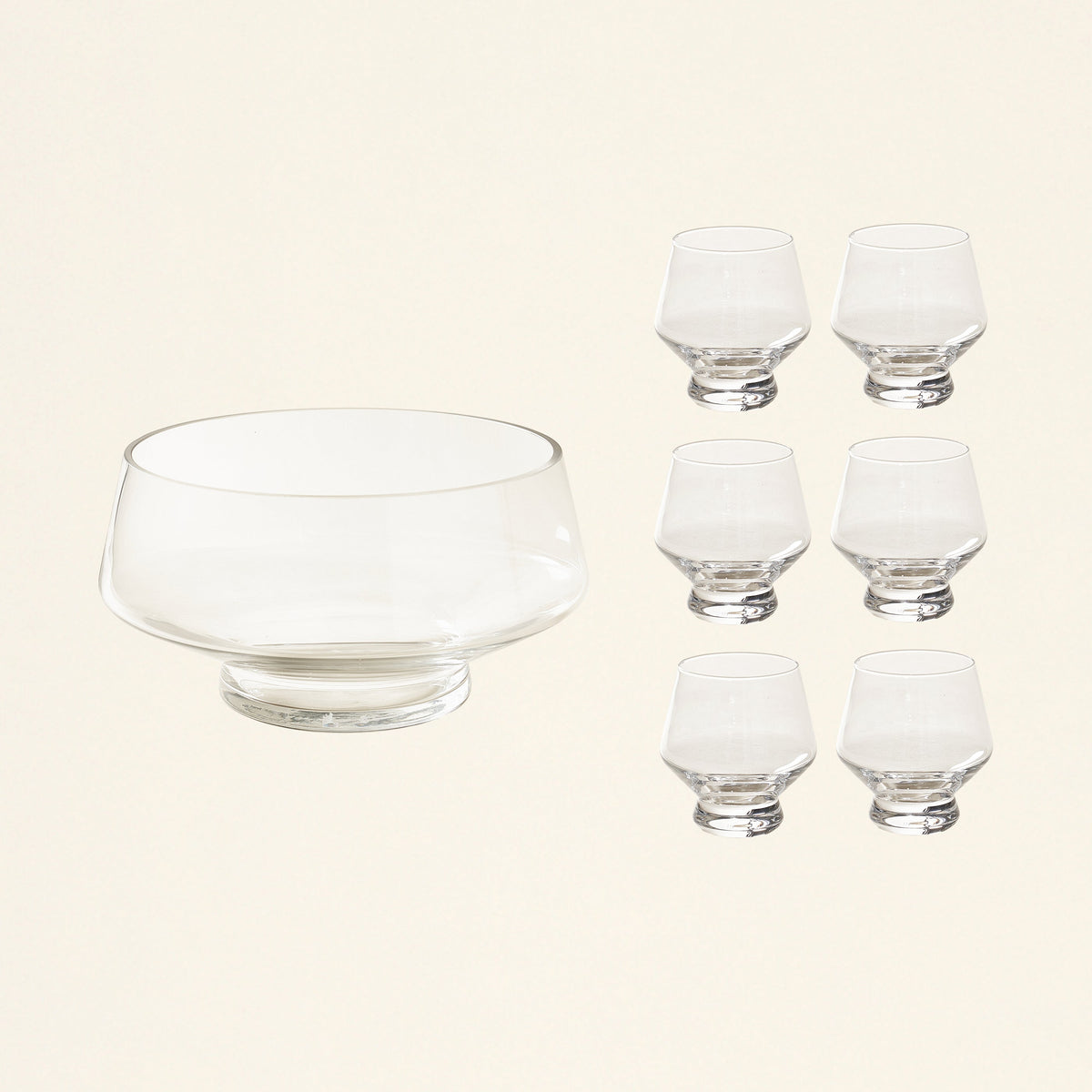 Footed Punch Bowl & Cups Set
