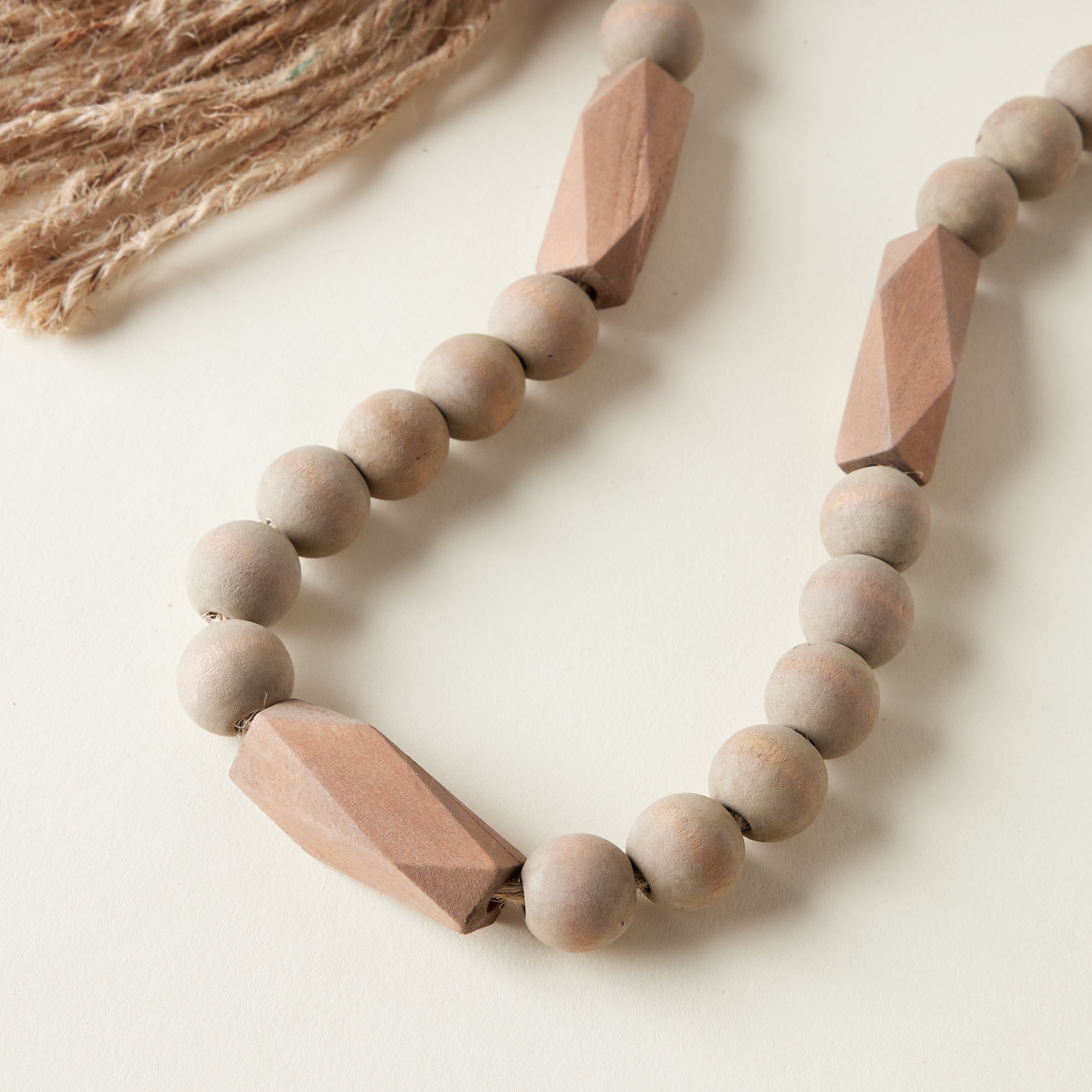 Brown Paulownia Wood Bead Garland
