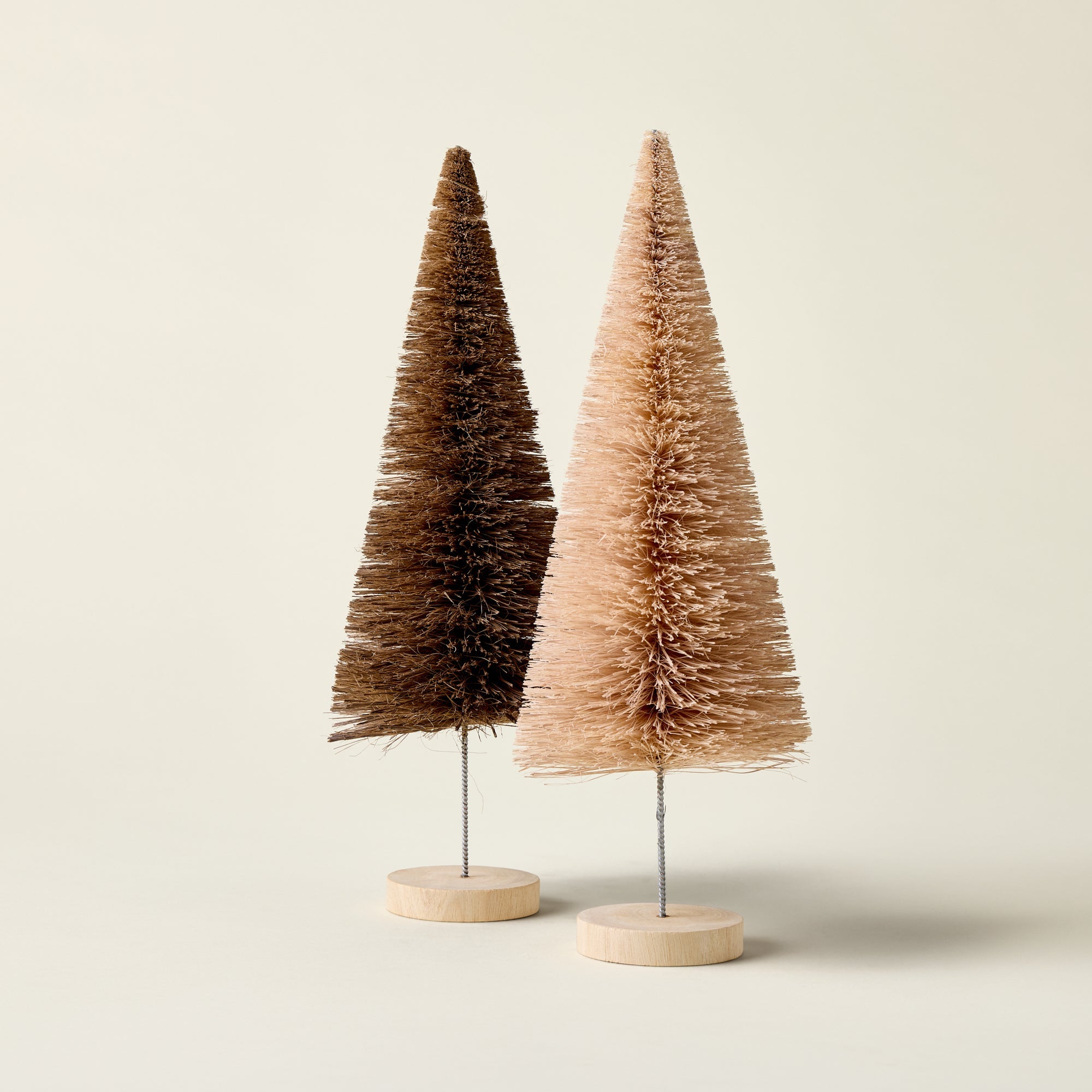 Cream Sisal Bottle Brush Tree with Wood Base