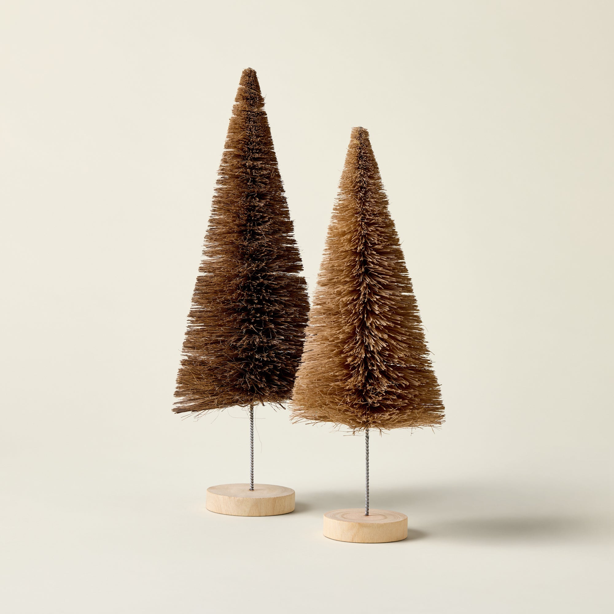 Cream Sisal Bottle Brush Tree with Wood Base