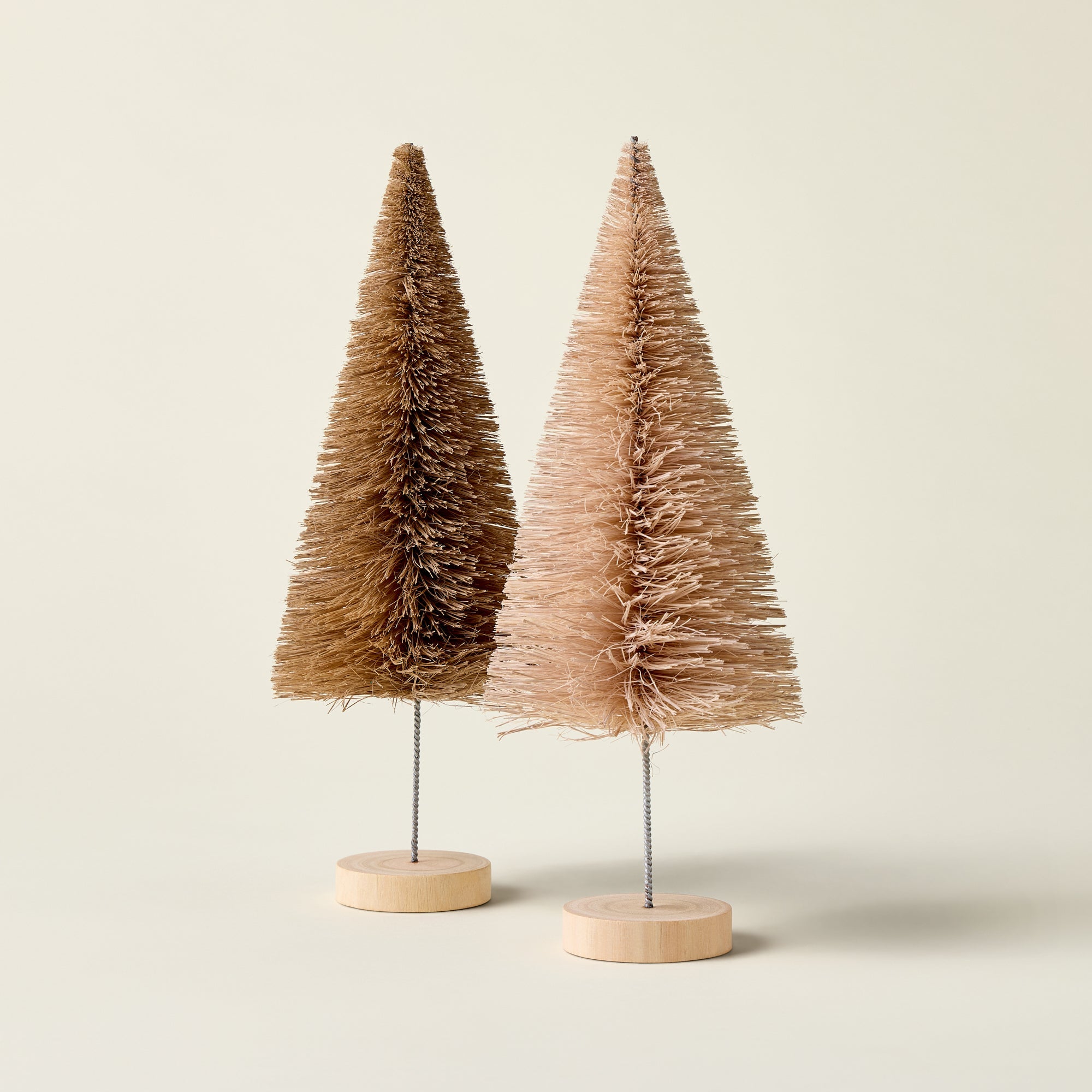 Cream Sisal Bottle Brush Tree with Wood Base
