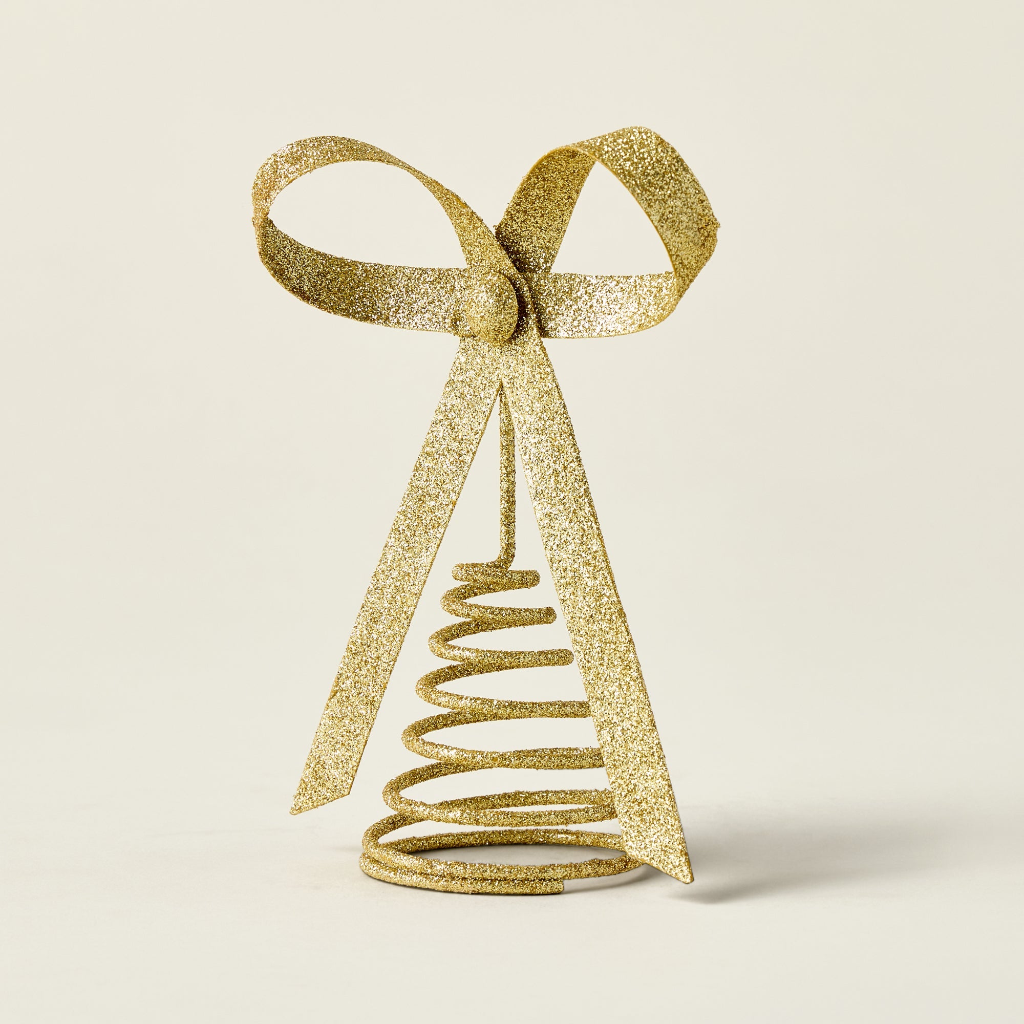 Gold Glitter Bow Tree Topper
