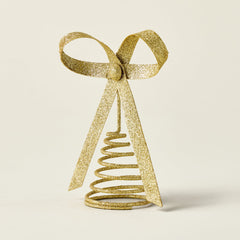 Gold Glitter Bow Tree Topper